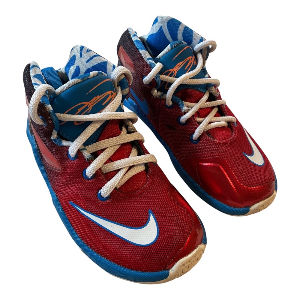 Nike LeBron Witness Basketball Shoes Kids Size 8C Red Blue White Sneakers